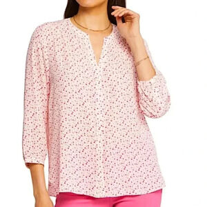 NYDJ White and Pink Button Down Shirt